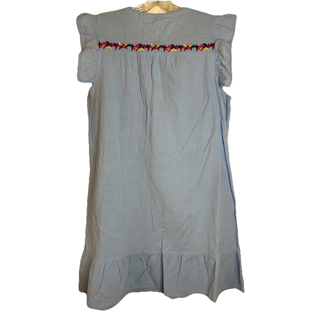 Kirundo Dress Blue Embroidered Boho Flutter Sleeve Sundress Size Large - Picture 2 of 8